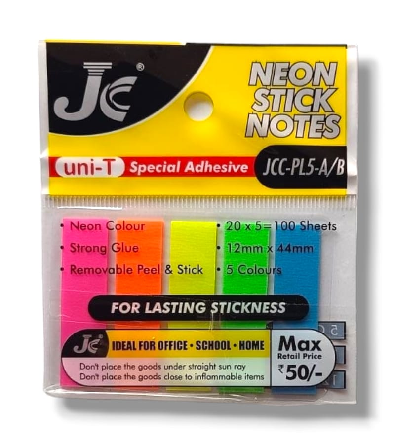JC Plastic Neon Sticky Notes - Arrow (5 Colors, 100 Sheets)